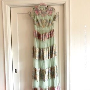 Green Beaded Dress Gown Spring Summer ASOS Size 6